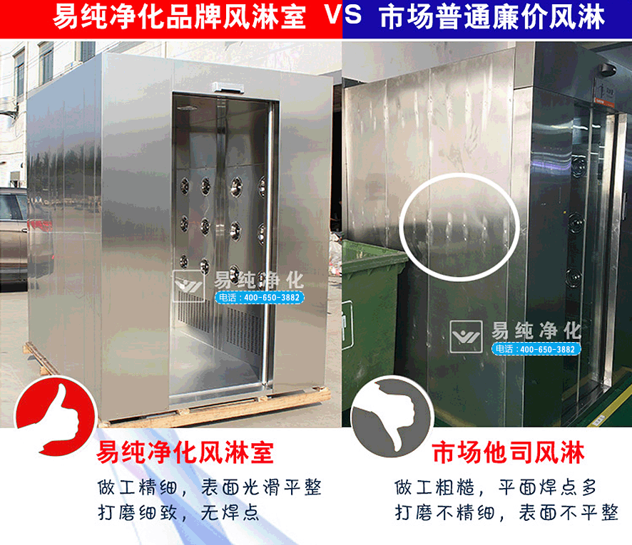 易純凈化品牌風淋室VS市場普通廉價風淋室對比1.gif